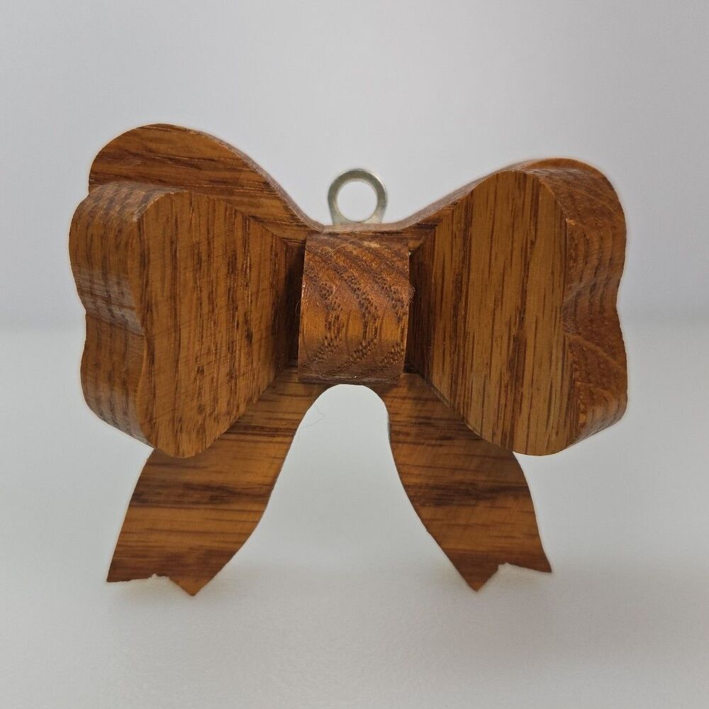 Vintage Handmade Wooden Bow Wall Decor Rustic Oak Bow Accent Farmhouse Country